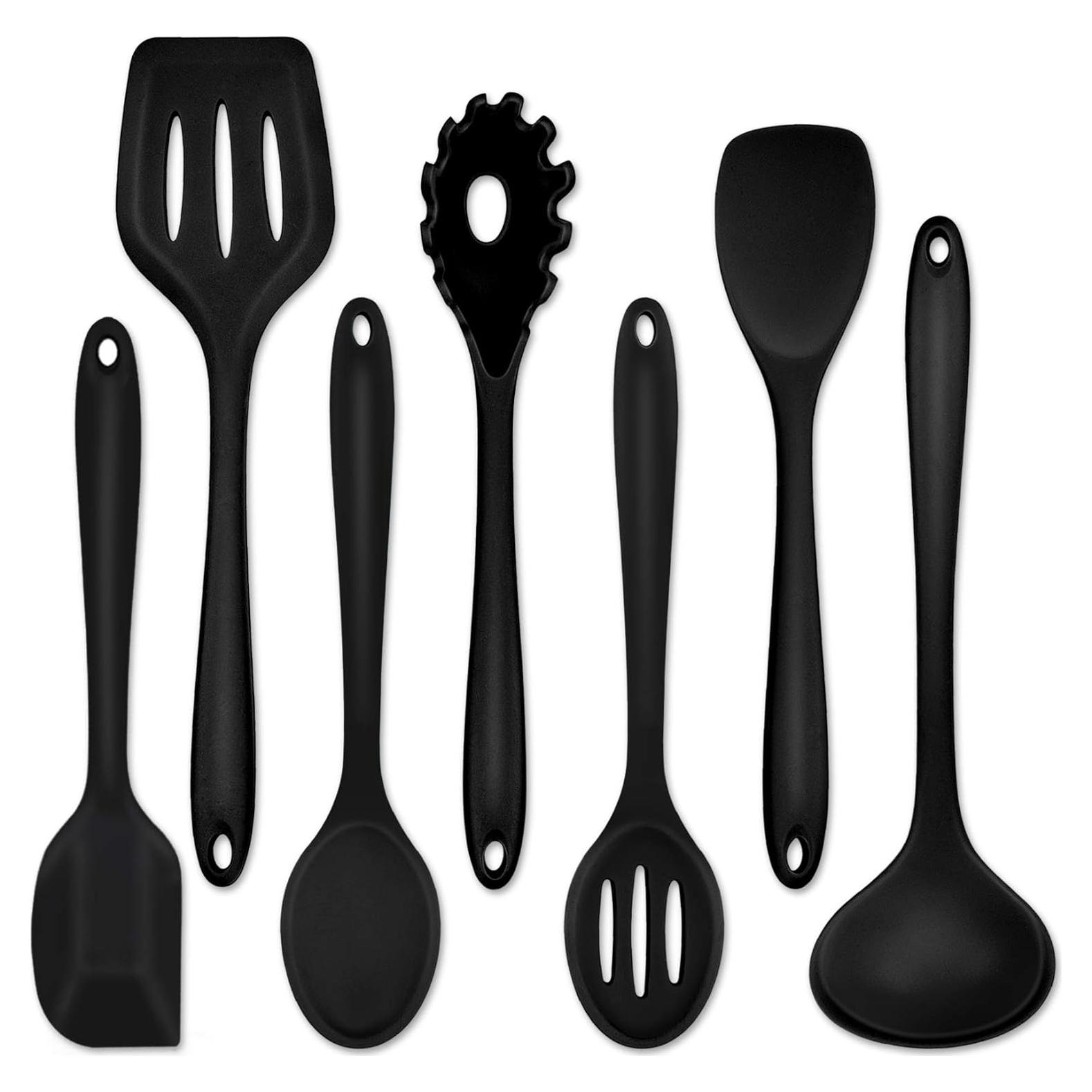 Juego de Utensilios de Cocina P&P CHEF 7 Piezas Silicona Negro