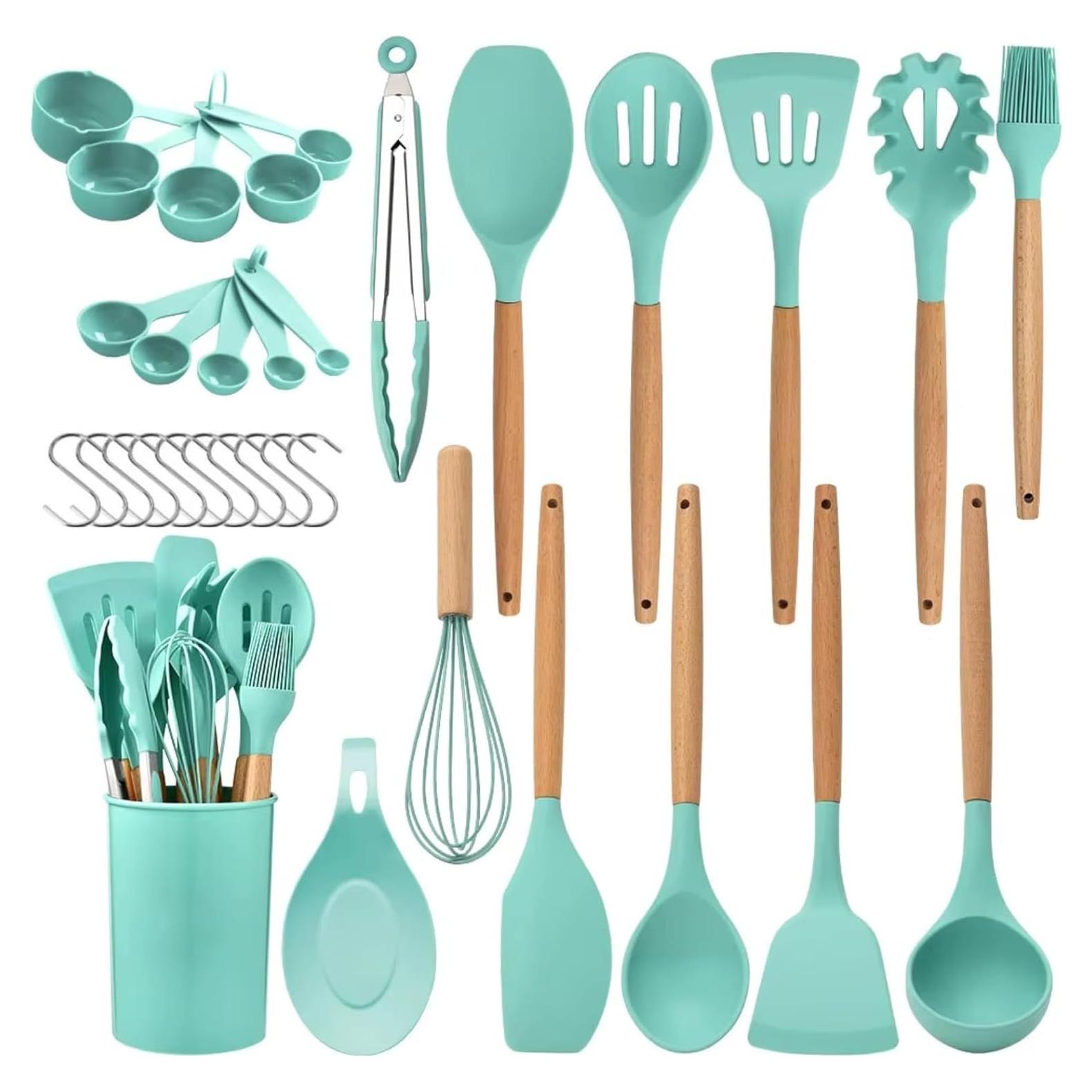 Juego de Utensilios de Cocina de Silicona 33 Piezas FEEMONT Verde