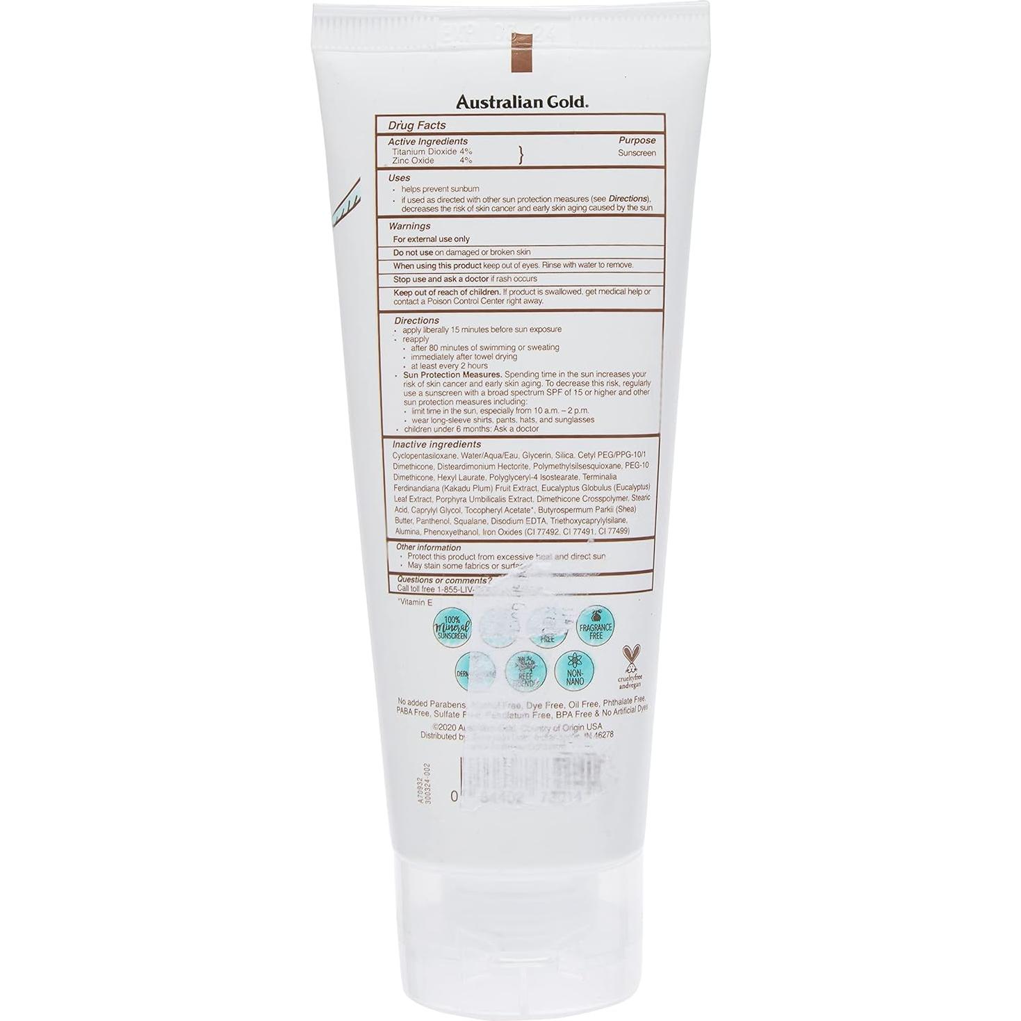 Loción Solar Tinteada Facial Australian Gold SPF 50 - 85g