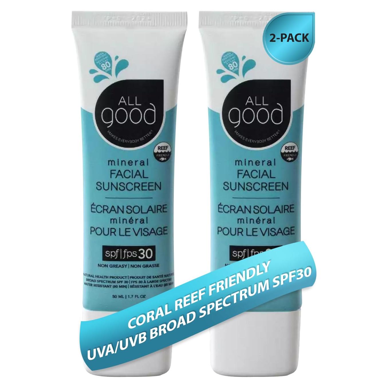 Loción Mineral Facial All Good SPF 30 - Hidratante 2-Pack