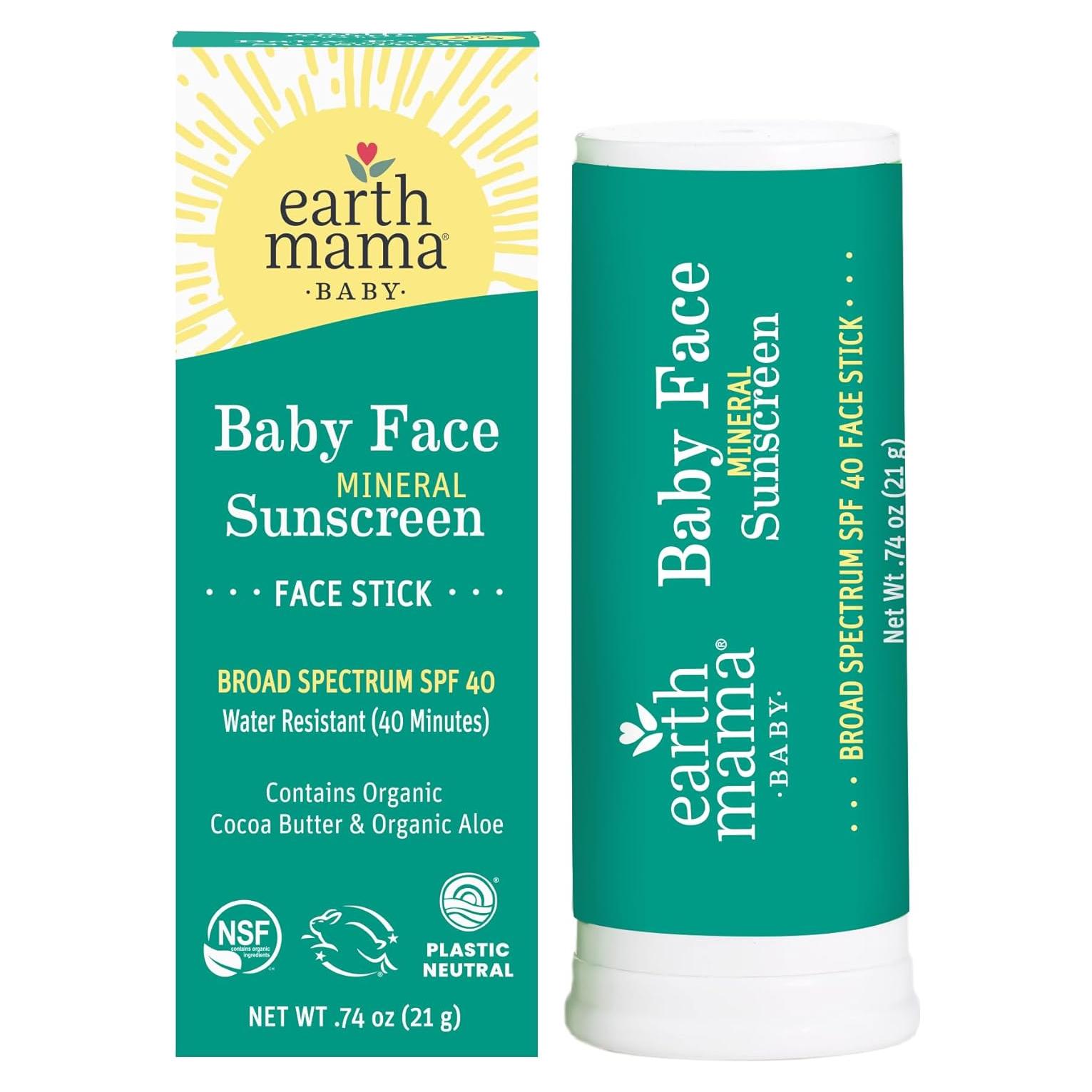 Protector Solar Mineral Baby Face Earth Mama SPF 40 - 21g