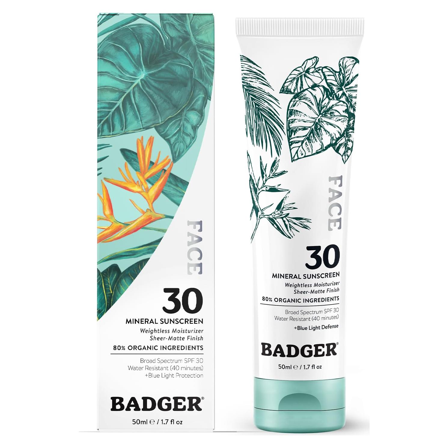 Protector Solar Mineral Facial Badger SPF 30 50 ml Vegano