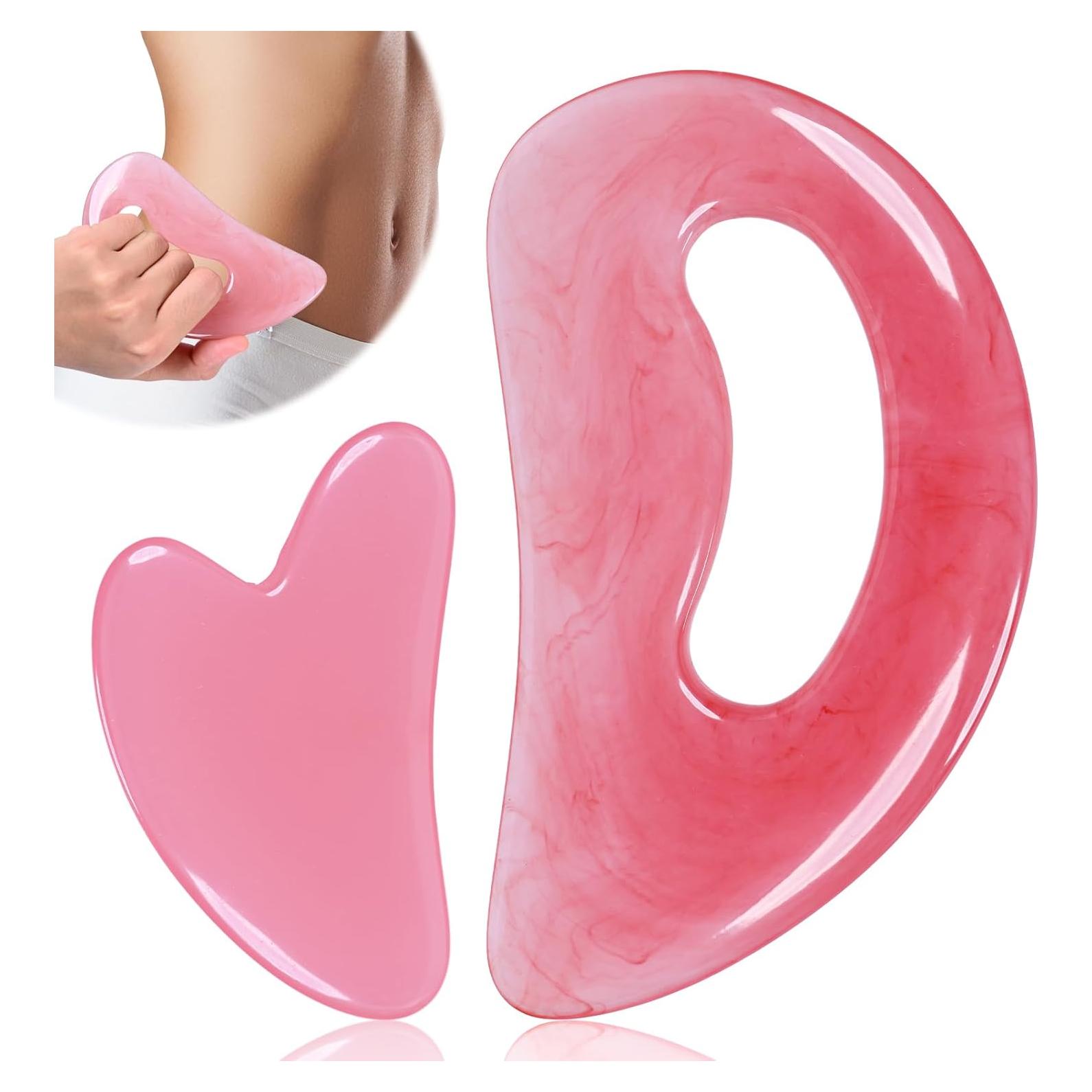 Herramienta Gua Sha de Resina Rosa para Masaje Corporal