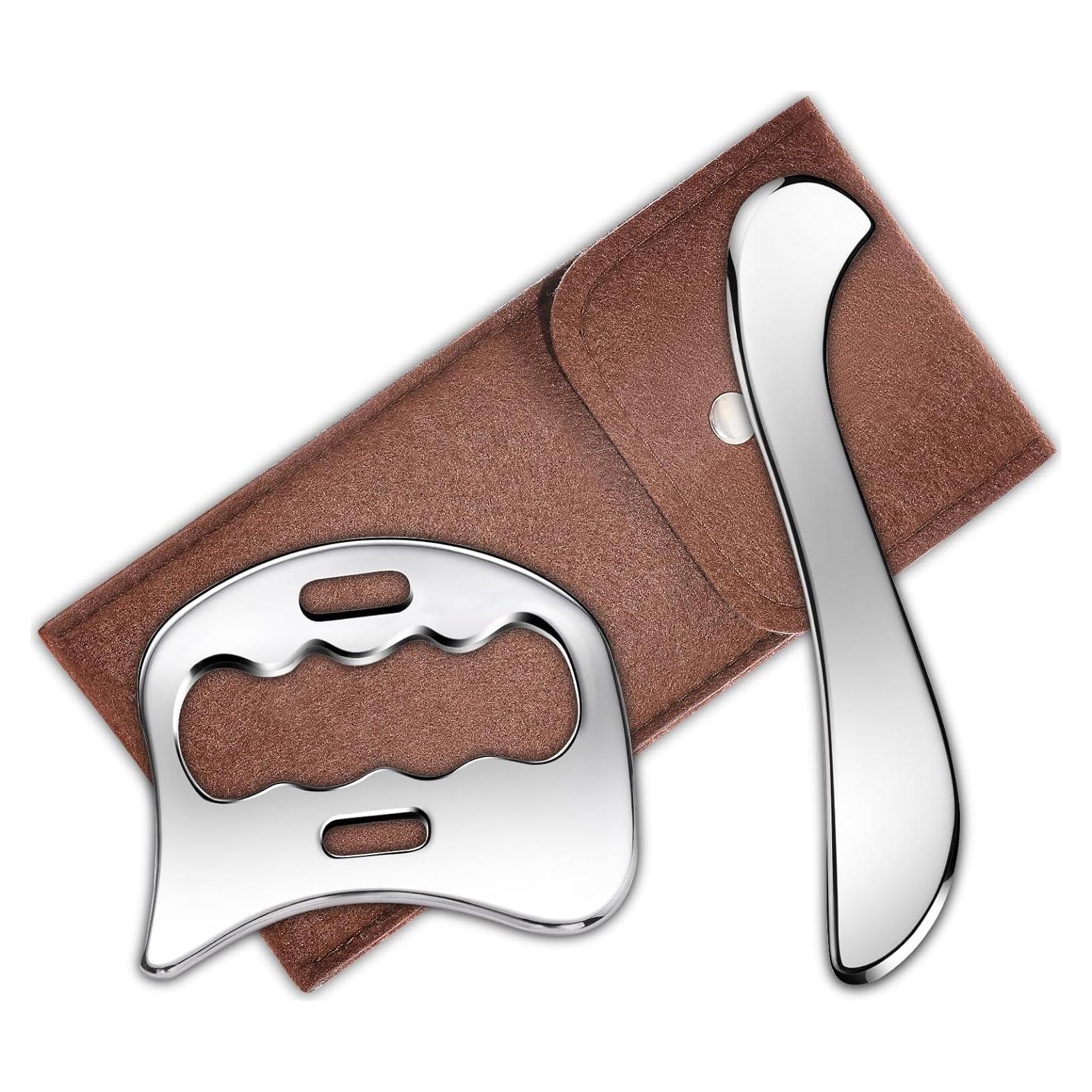 Herramienta Gua Sha de Acero Inoxidable 2 en 1 para Masaje