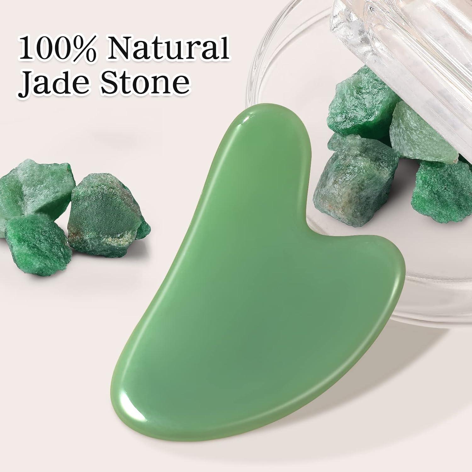 Herramienta Gua Sha de Jade Rosenice para Masaje Facial 7.8cm