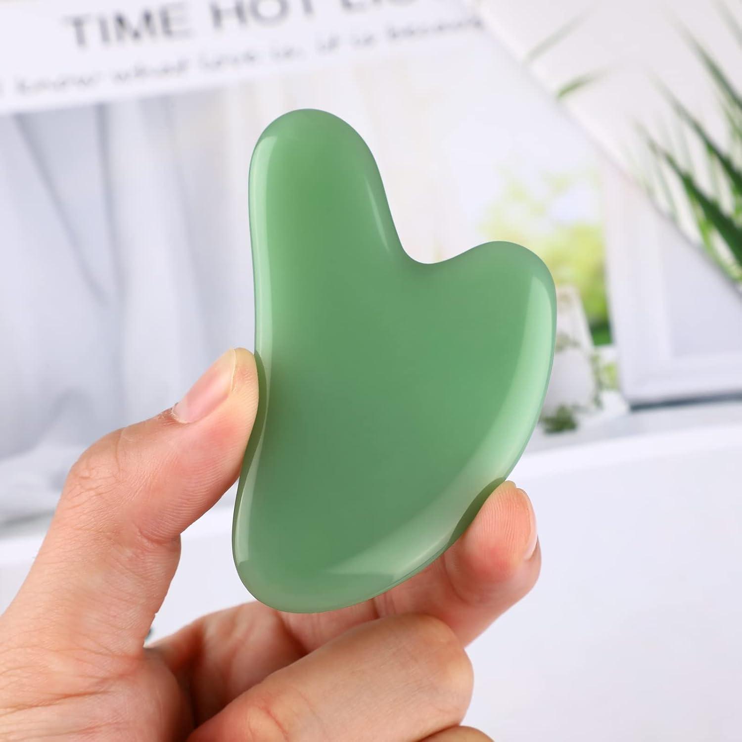Herramienta Gua Sha de Jade Rosenice para Masaje Facial 7.8cm