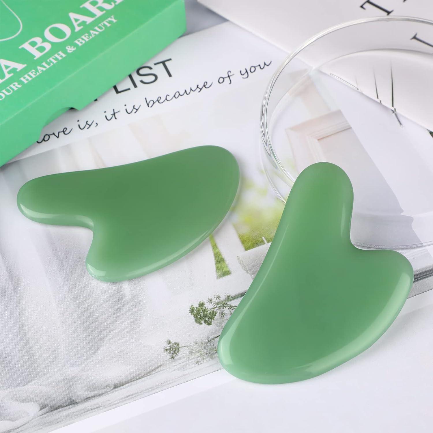 Herramienta Gua Sha de Jade Rosenice para Masaje Facial 7.8cm
