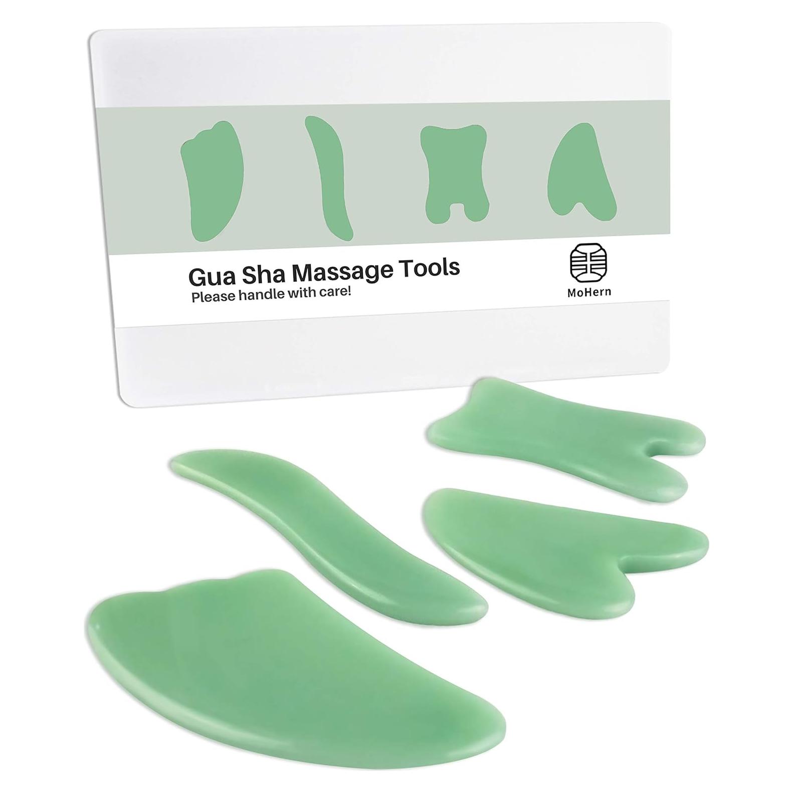 Herramientas de Masaje Gua Sha MoHern - 4 Piezas para Cara y Cuerpo