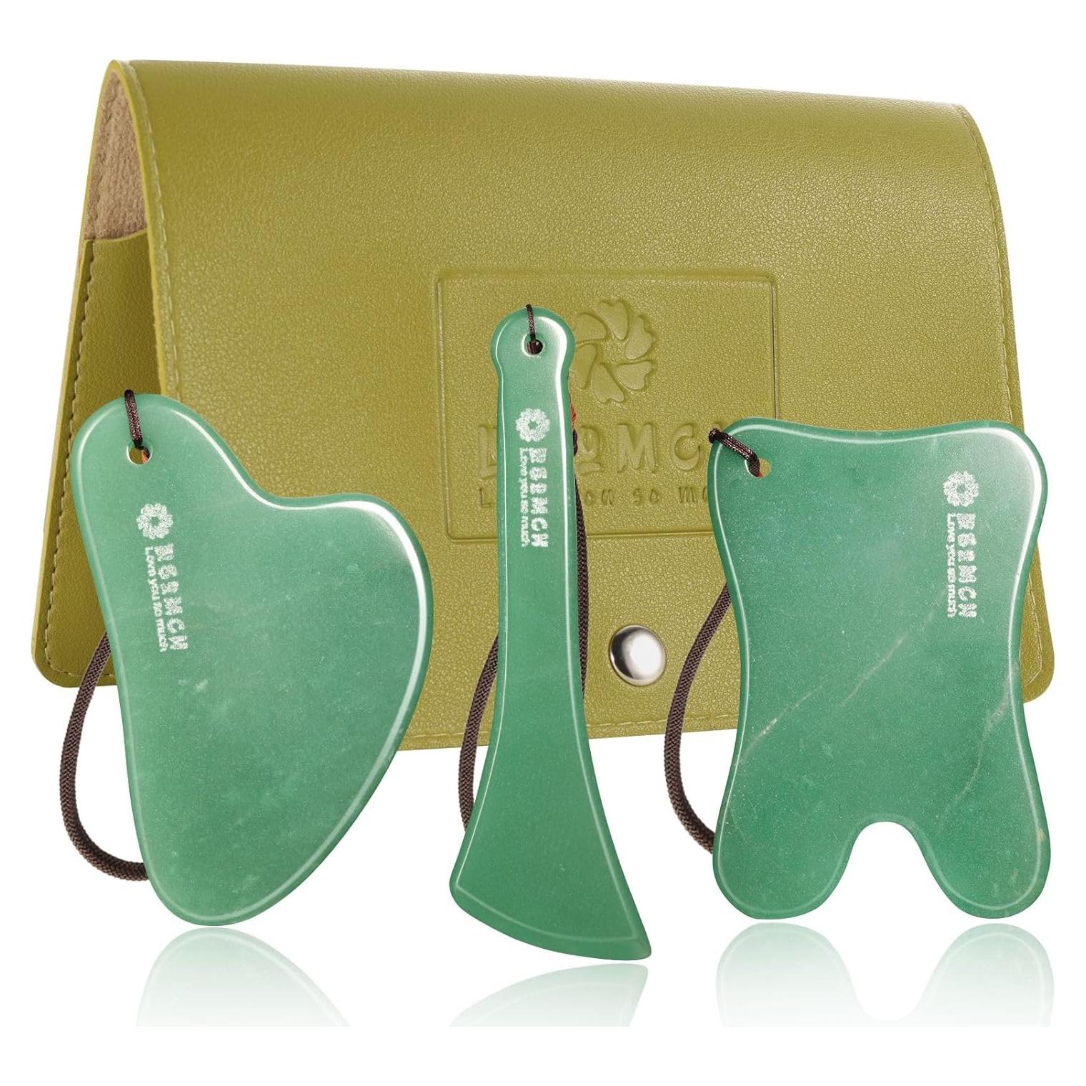 Juego de Herramientas Gua Sha Lusomch 3 Piezas Jade Natural