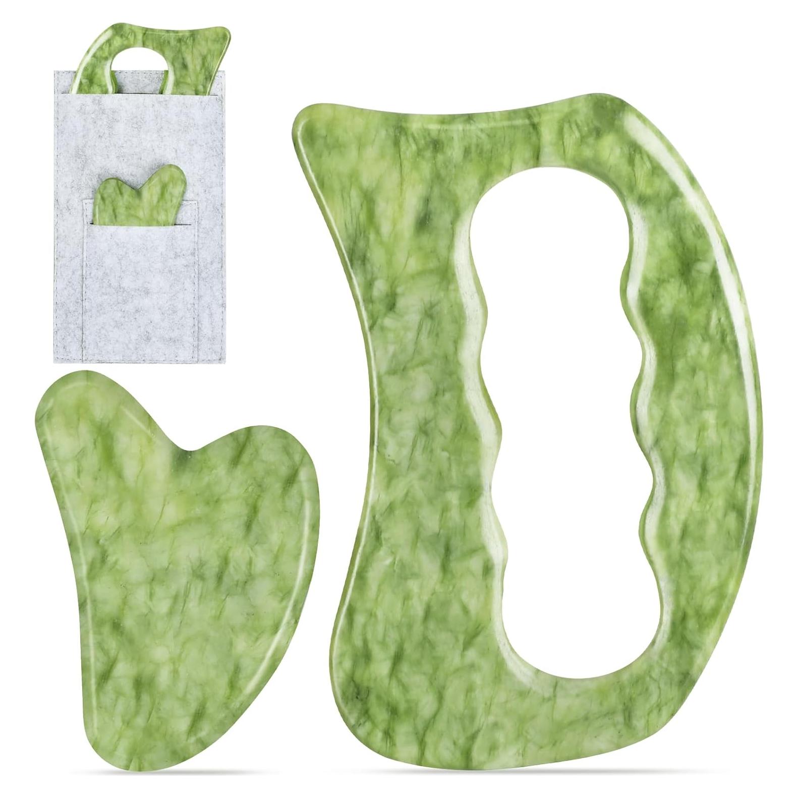 Juego de Herramientas de Masaje Gua Sha Jade Airogym - 2 Piezas