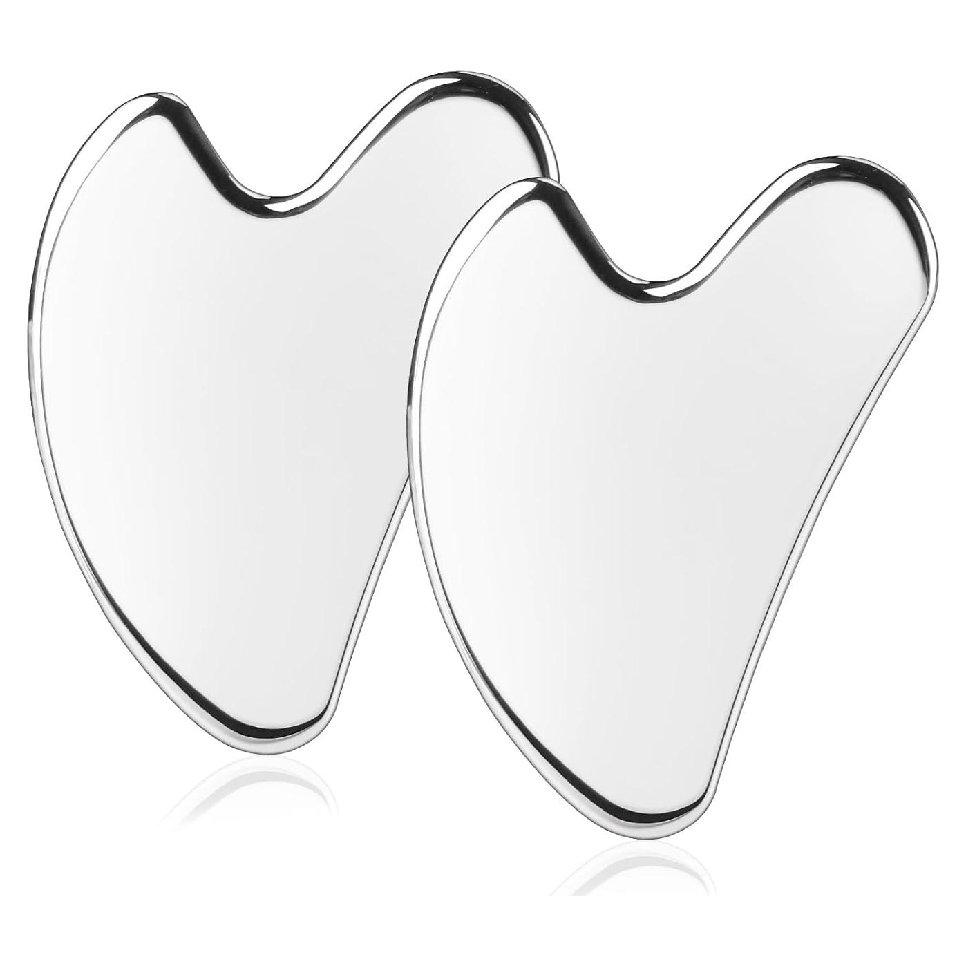 Herramientas Gua Sha Facial BTYMS - 2 Pcs Acero Inoxidable