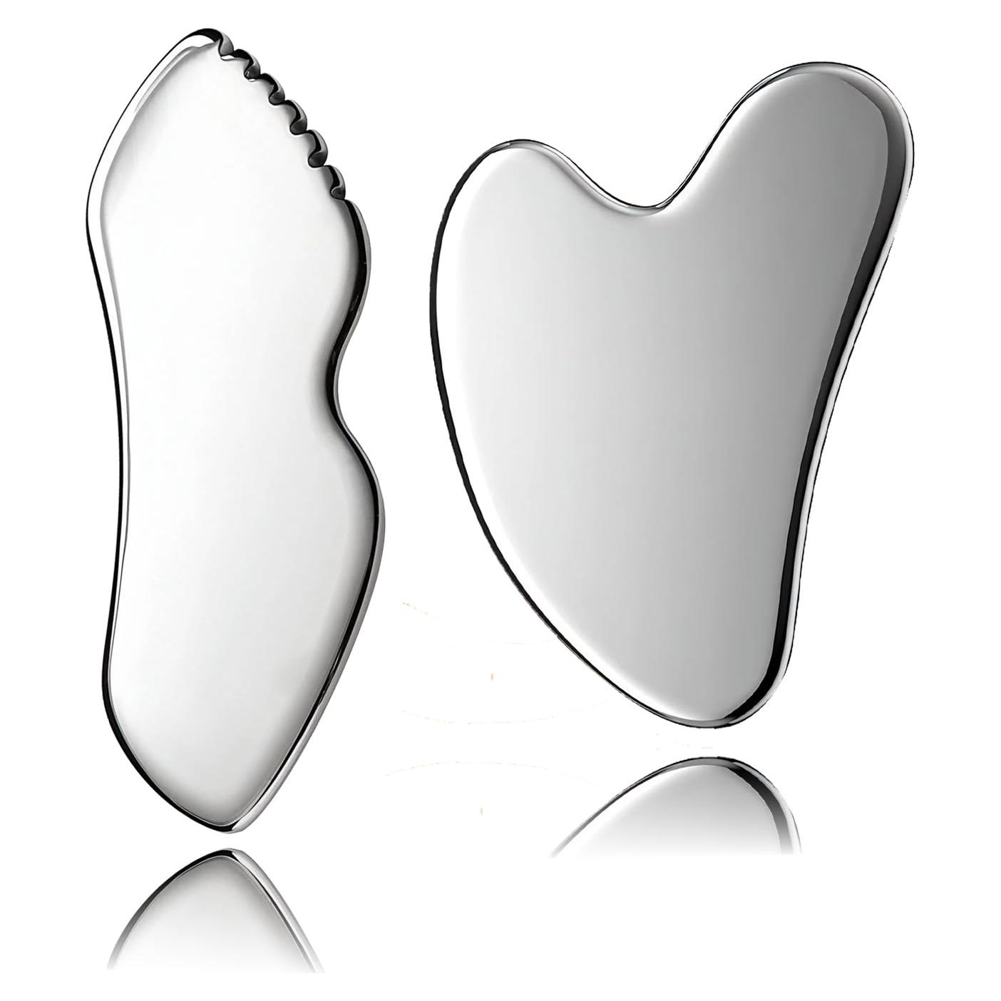 Juego de 2 herramientas Gua Sha DLYAUA de acero inoxidable