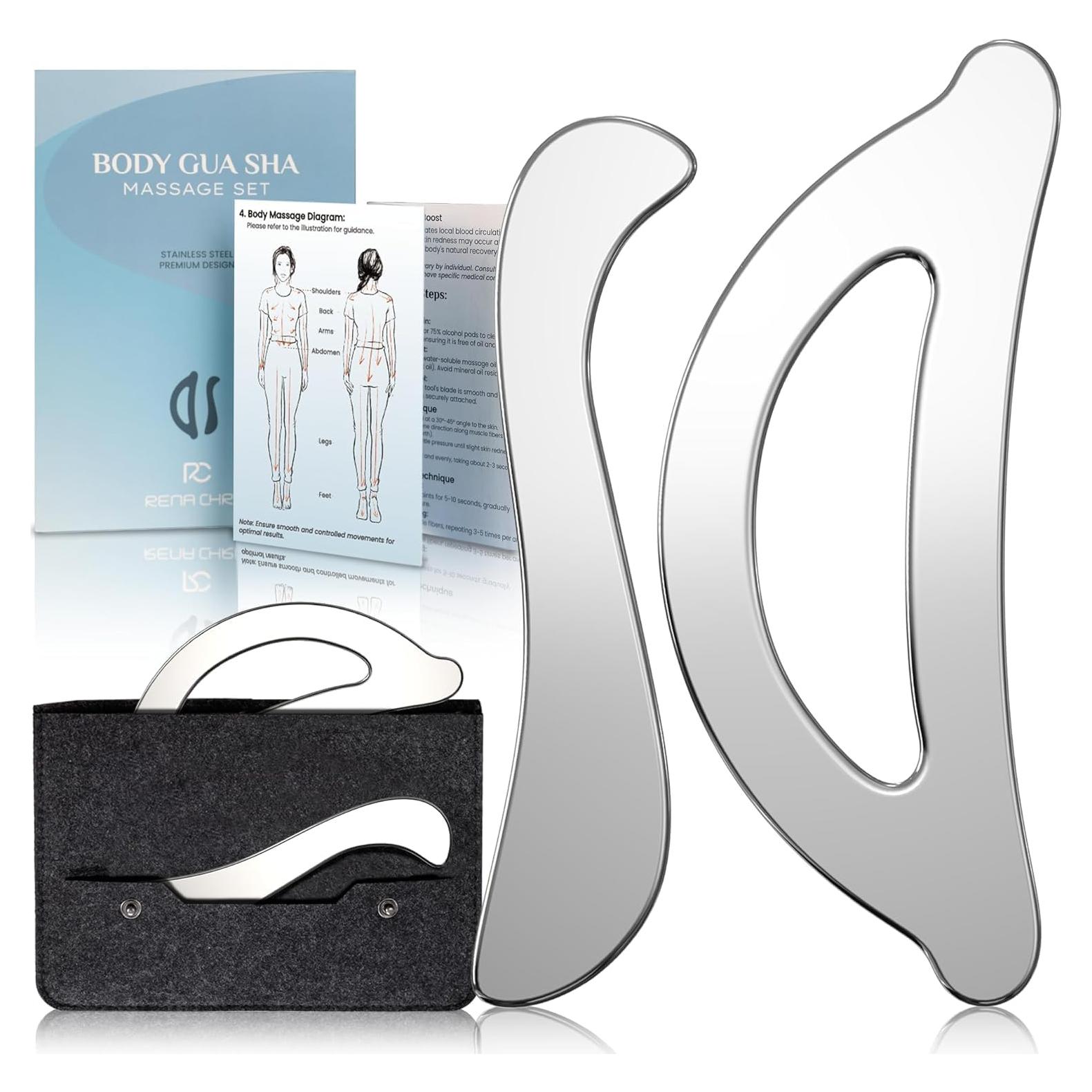 Juego de Herramientas de Gua Sha Rena Chris - Acero Inoxidable