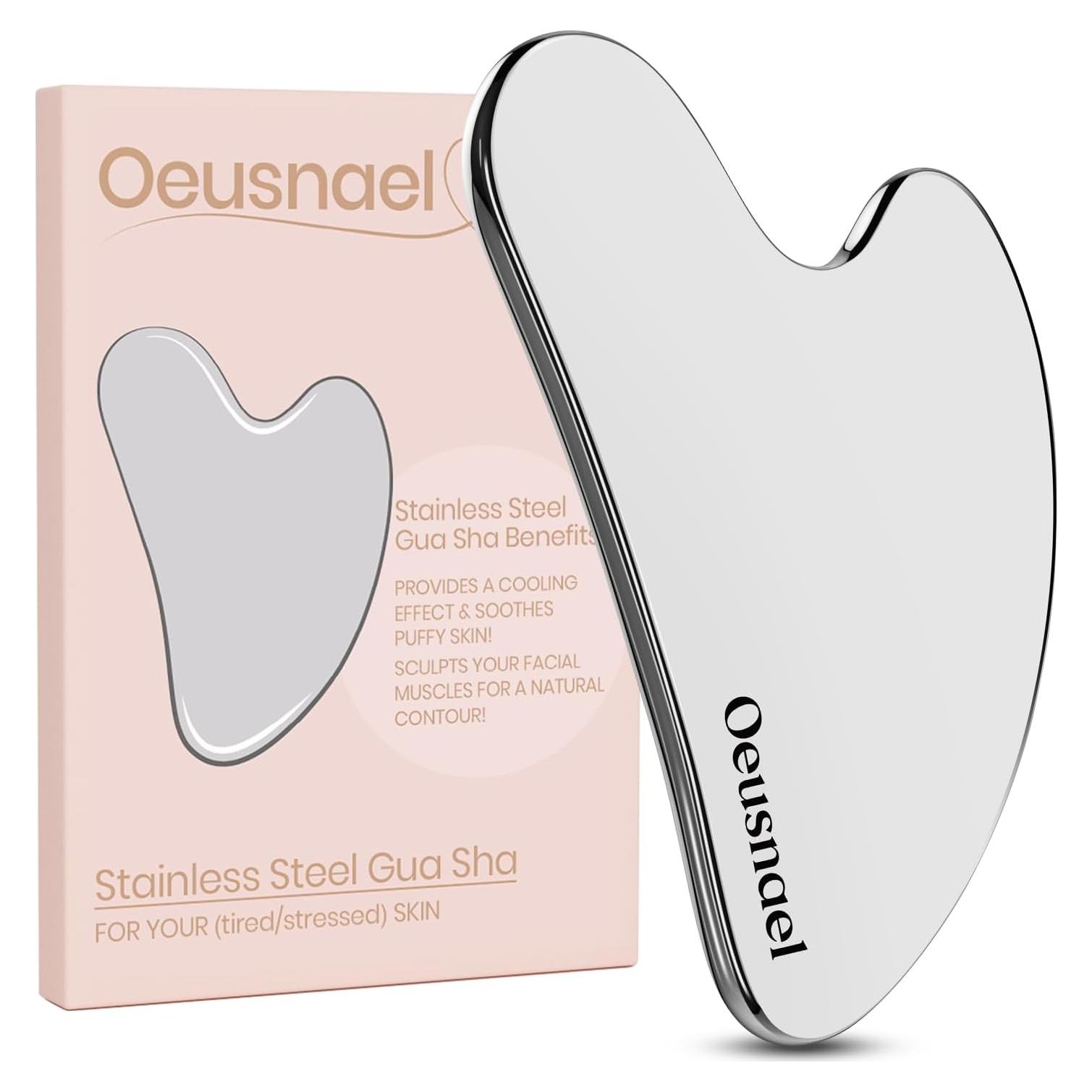 Herramienta Gua Sha Acero Inoxidable Oeusnael 8.4x6.1cm