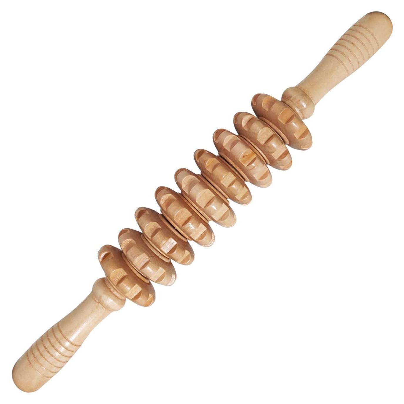 Rodillo de Masaje de Madera Natural iunxkmi - Anticelulitis y Drenaje Linfático