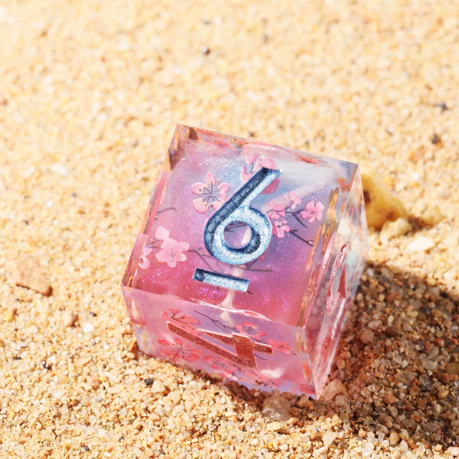 Juego de Dados Poliedricos Mini Planet Flor de Cerezo 7 Pcs