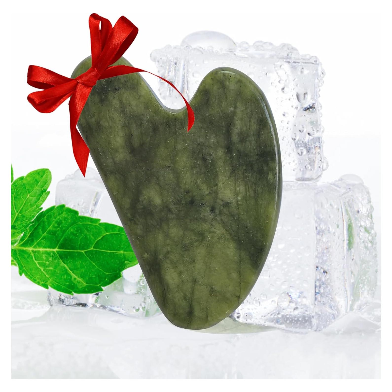 Herramienta Gua Sha Facial BLHLA Verde Natural 8.38cm