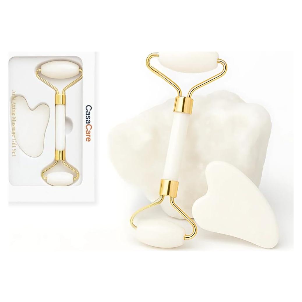 Juego de Herramientas Gua Sha y Rodillo de Jade CasaCare - Antienvejecimiento