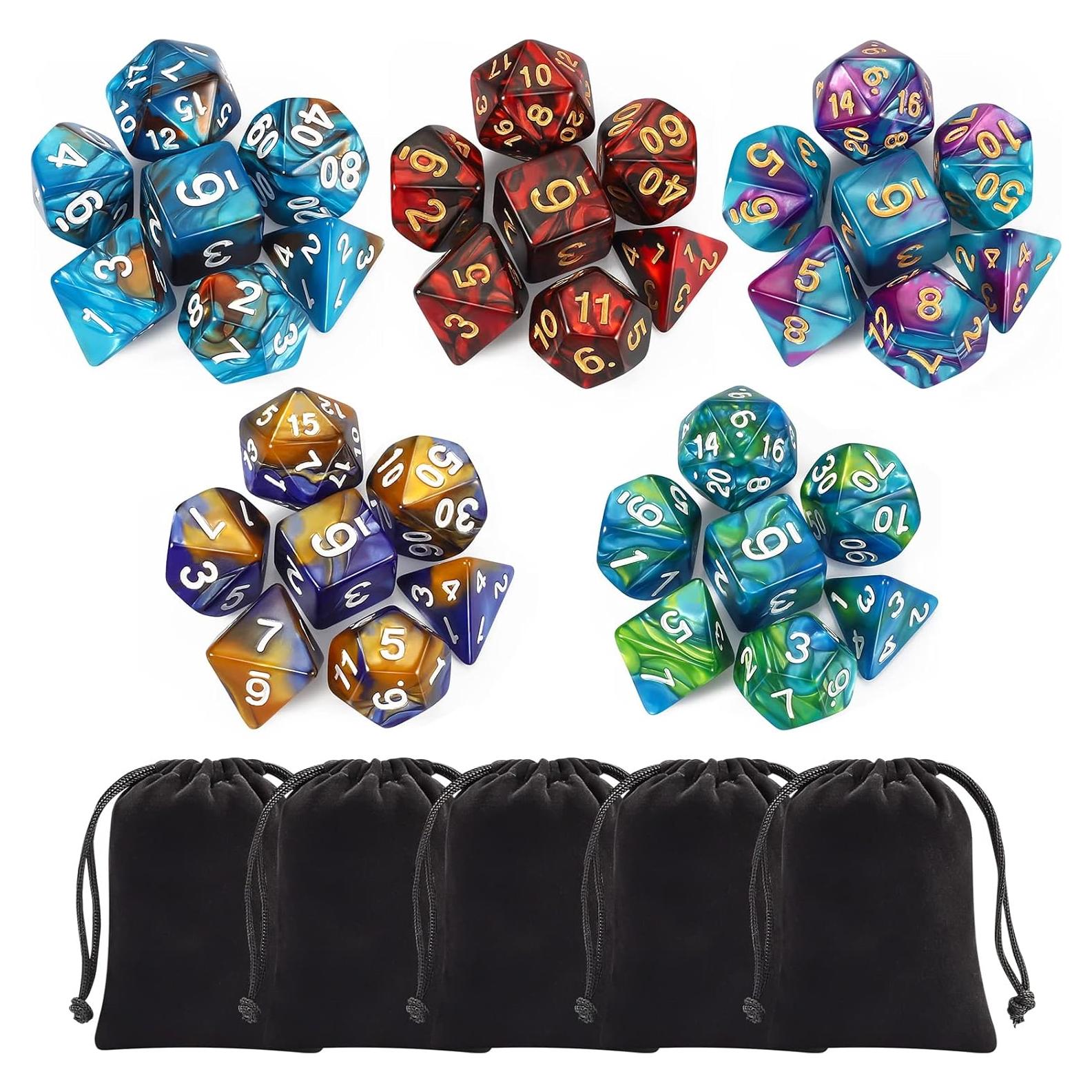 Juego de Dados Poliedricos CiaraQ 35 Piezas D4 D6 D8 D10 D12 D20