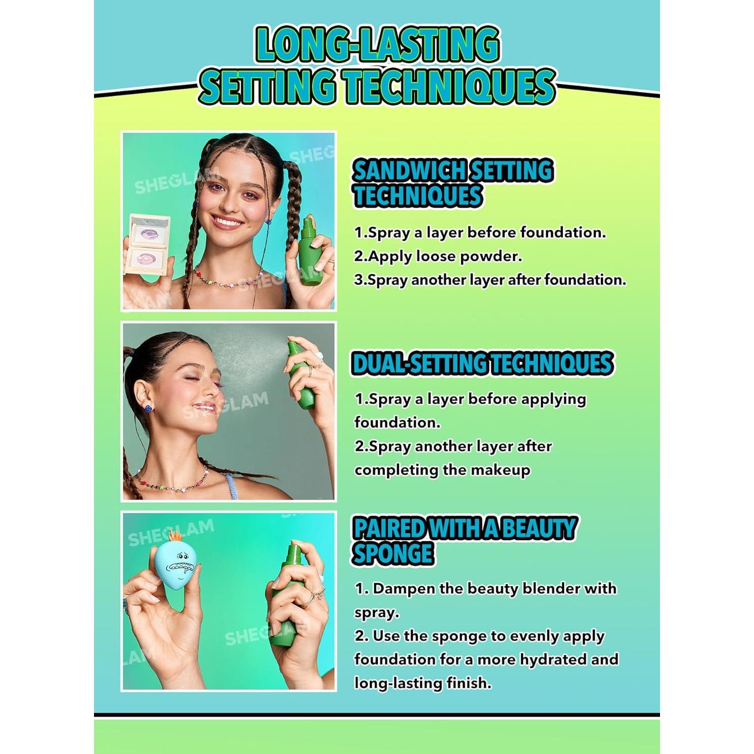 Spray Fijador Facial SHEGLAM Pickle Rick 132g Larga Duración