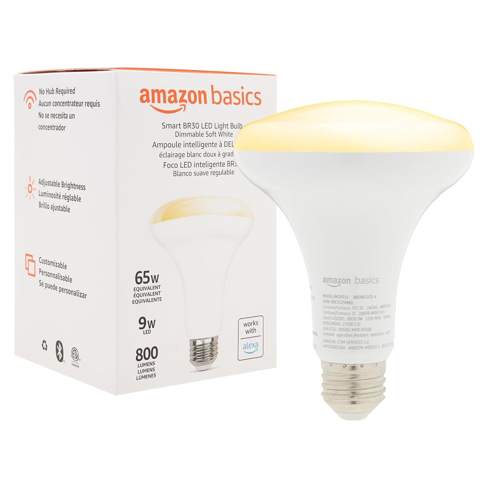 Bombilla LED Inteligente BR30 Amazon Basics 9W Regulable 800LM