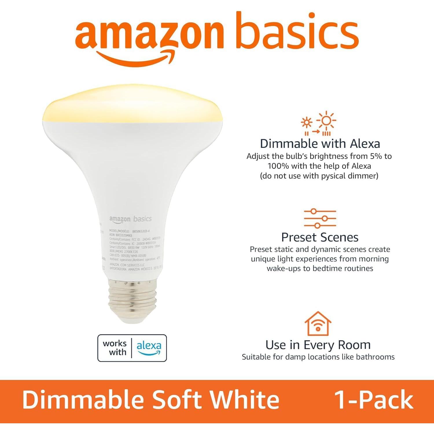 Bombilla LED Inteligente BR30 Amazon Basics 9W Regulable 800LM