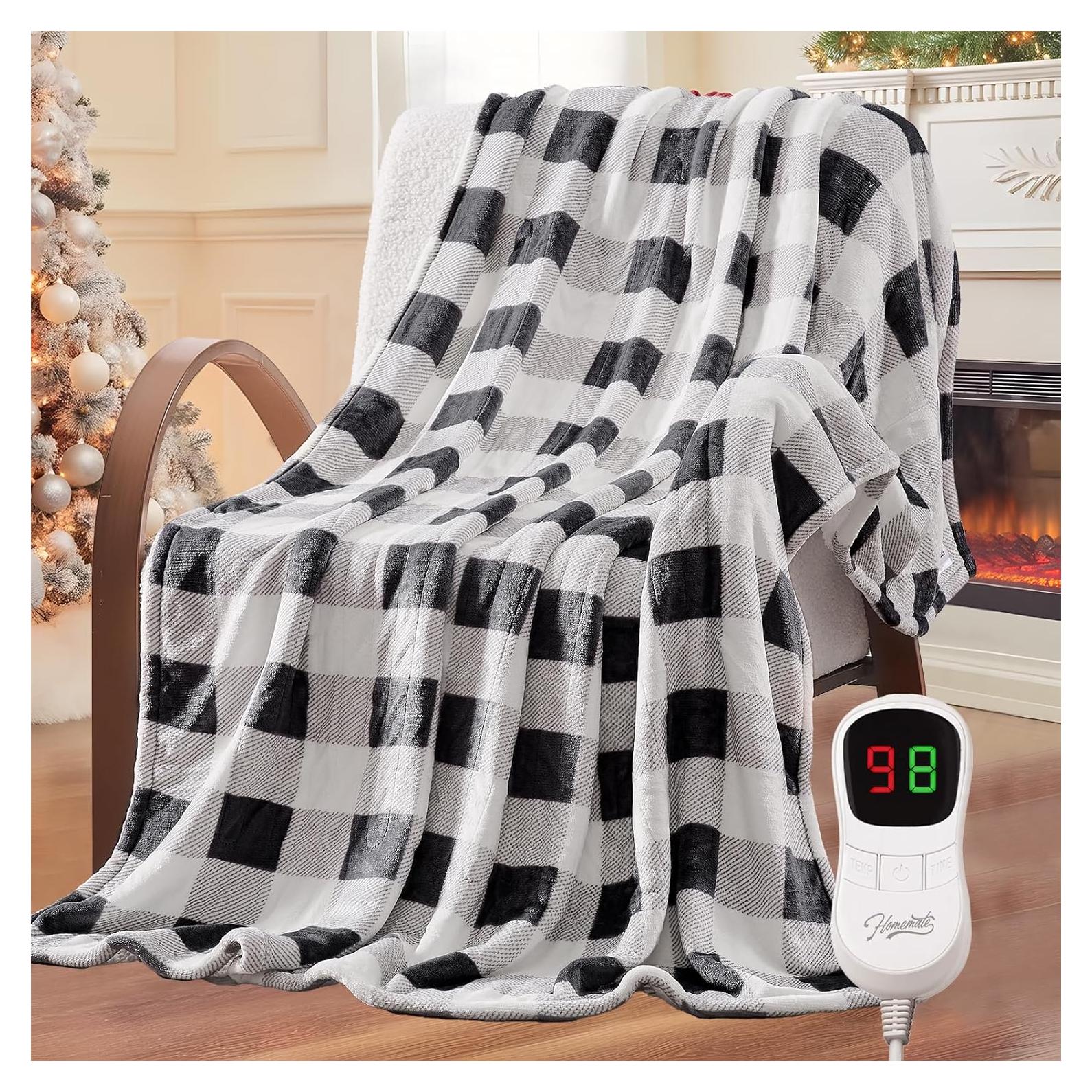 Manta eléctrica Homemate 127x152 cm franela suave 10 niveles calor