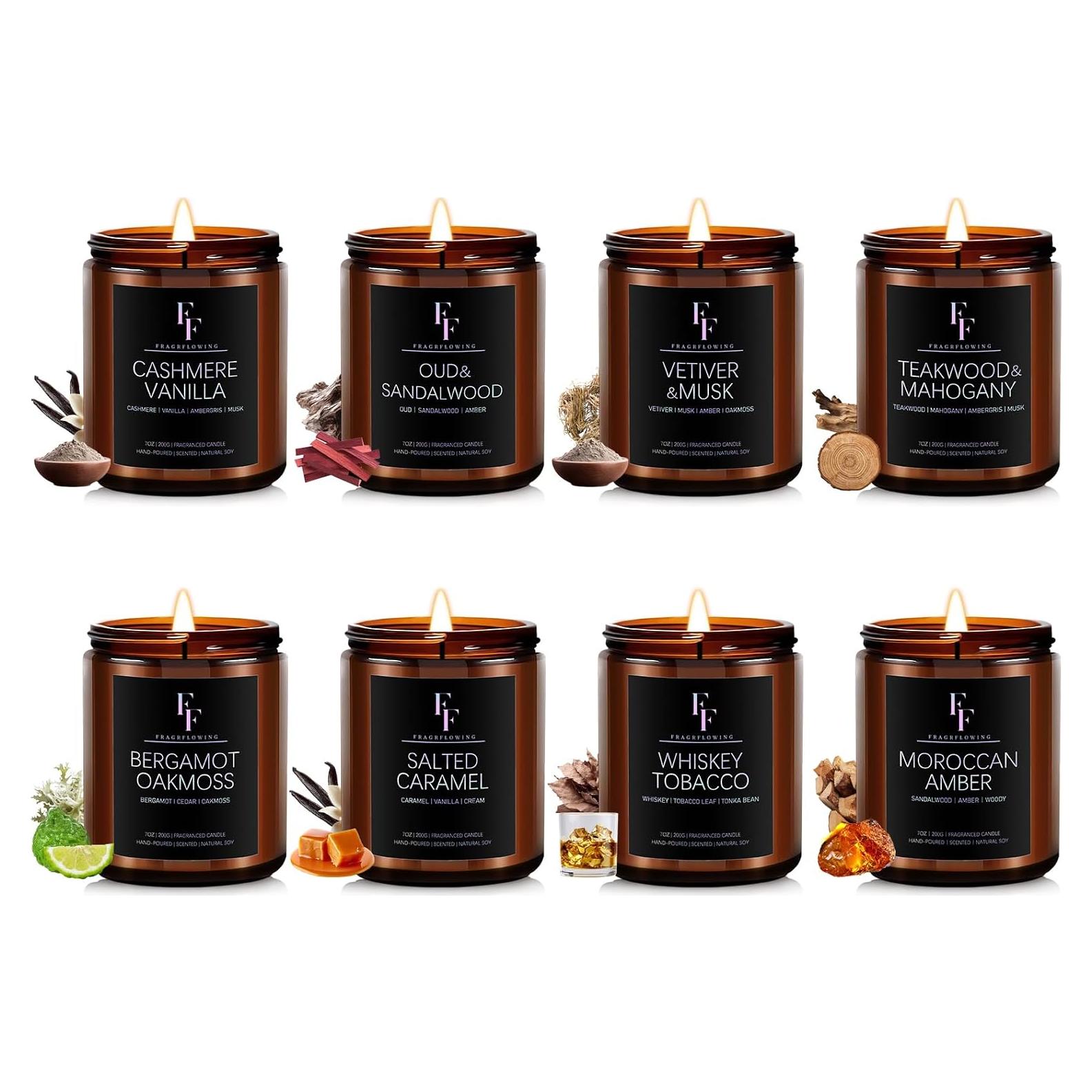 Juego de Velas Aromáticas de Cera de Soja 8 Pack 480 Horas