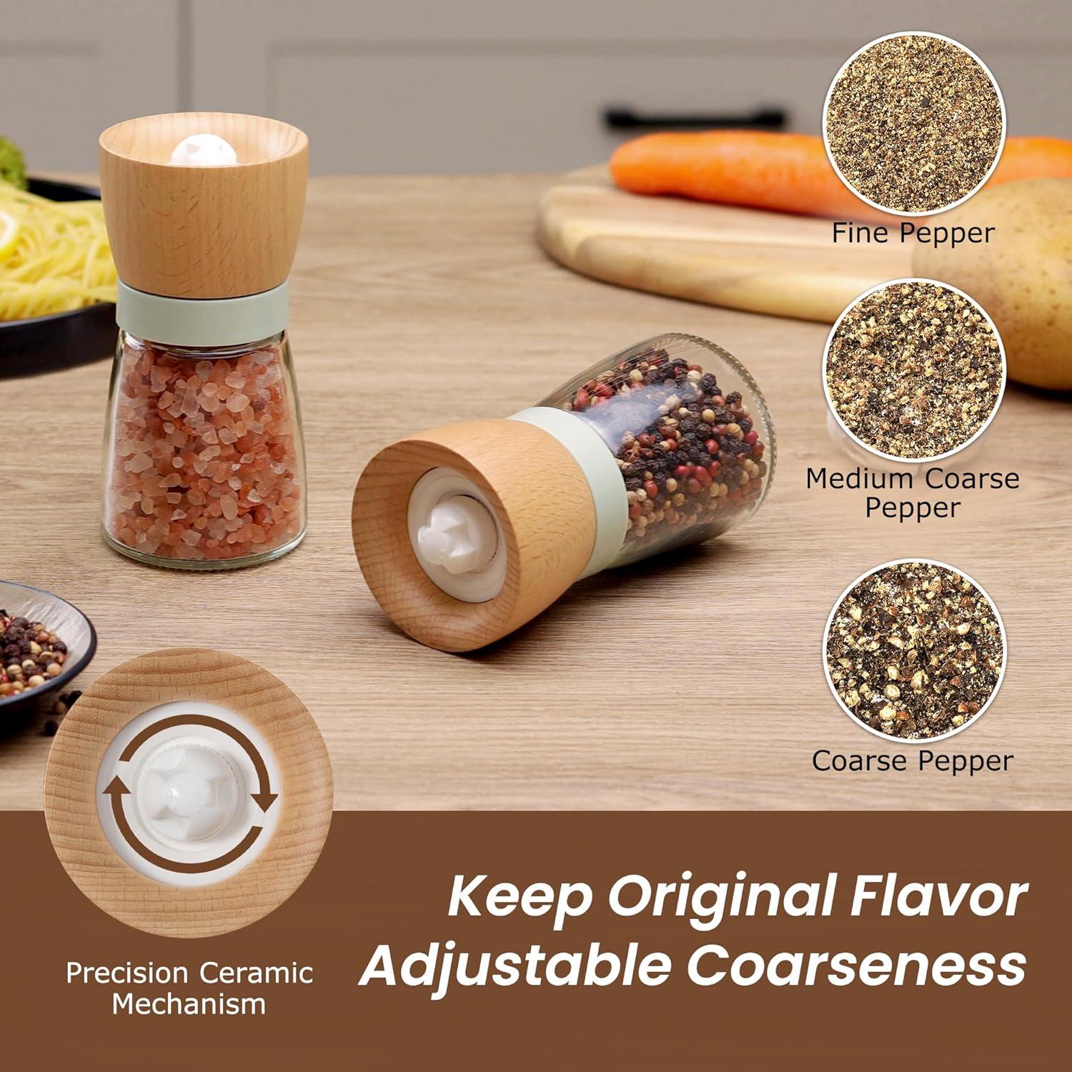 Juego de Molinillos de Sal y Pimienta VEVOK CHEF Verde Madera