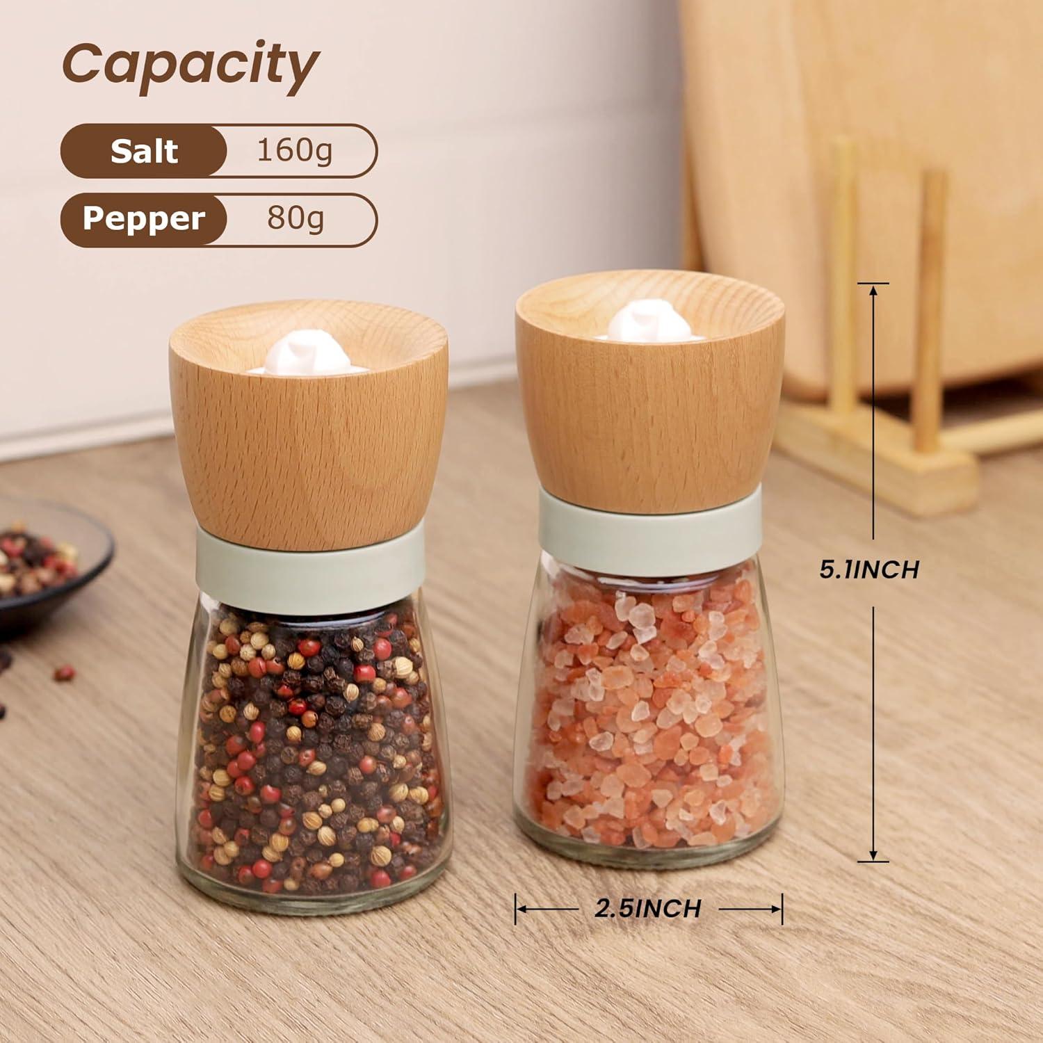 Juego de Molinillos de Sal y Pimienta VEVOK CHEF Verde Madera