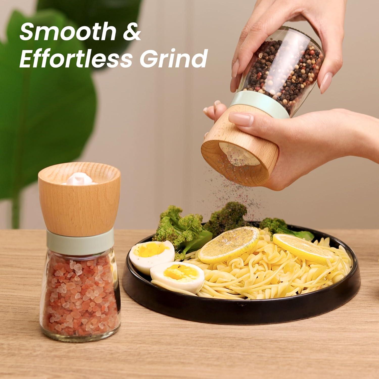 Juego de Molinillos de Sal y Pimienta VEVOK CHEF Verde Madera