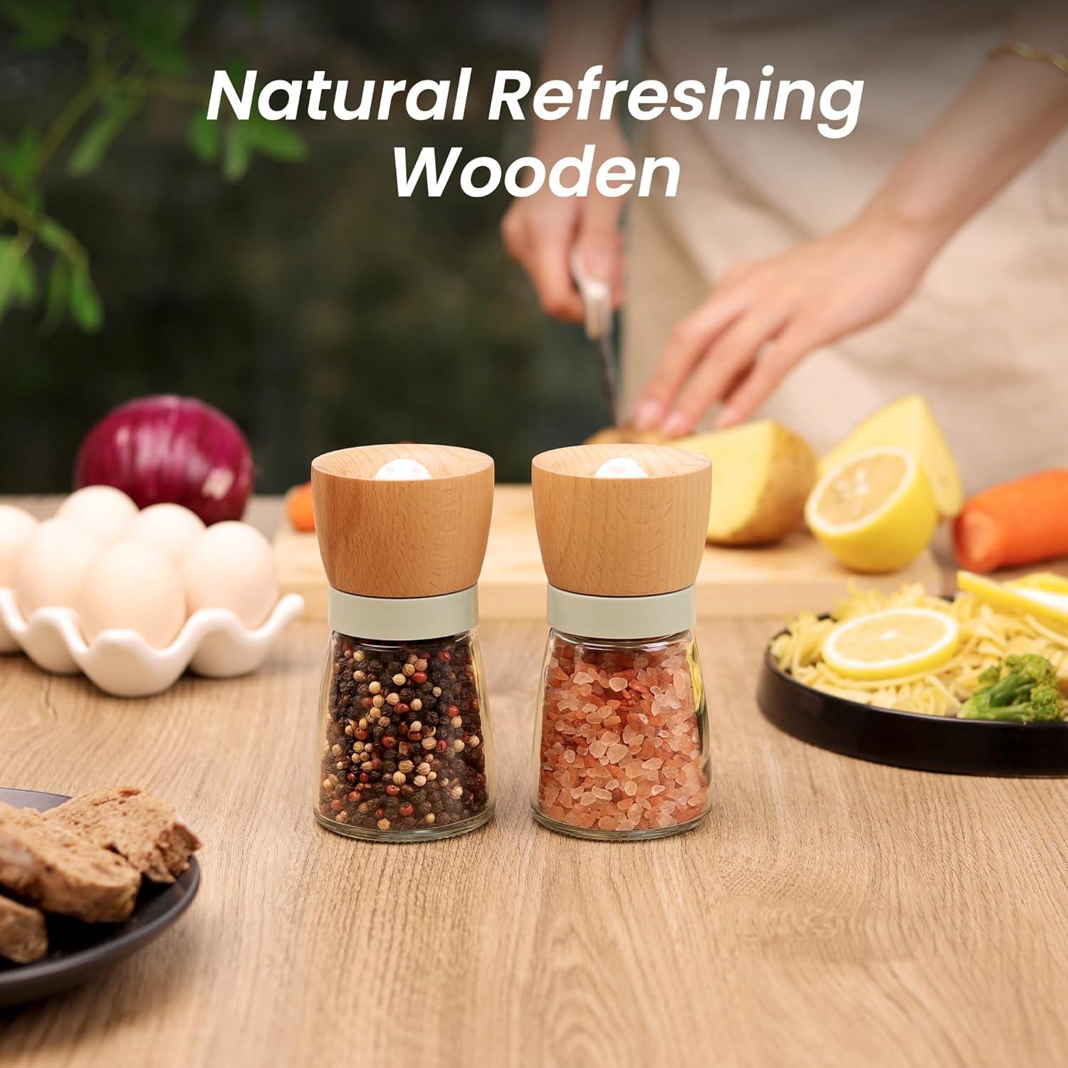 Juego de Molinillos de Sal y Pimienta VEVOK CHEF Verde Madera