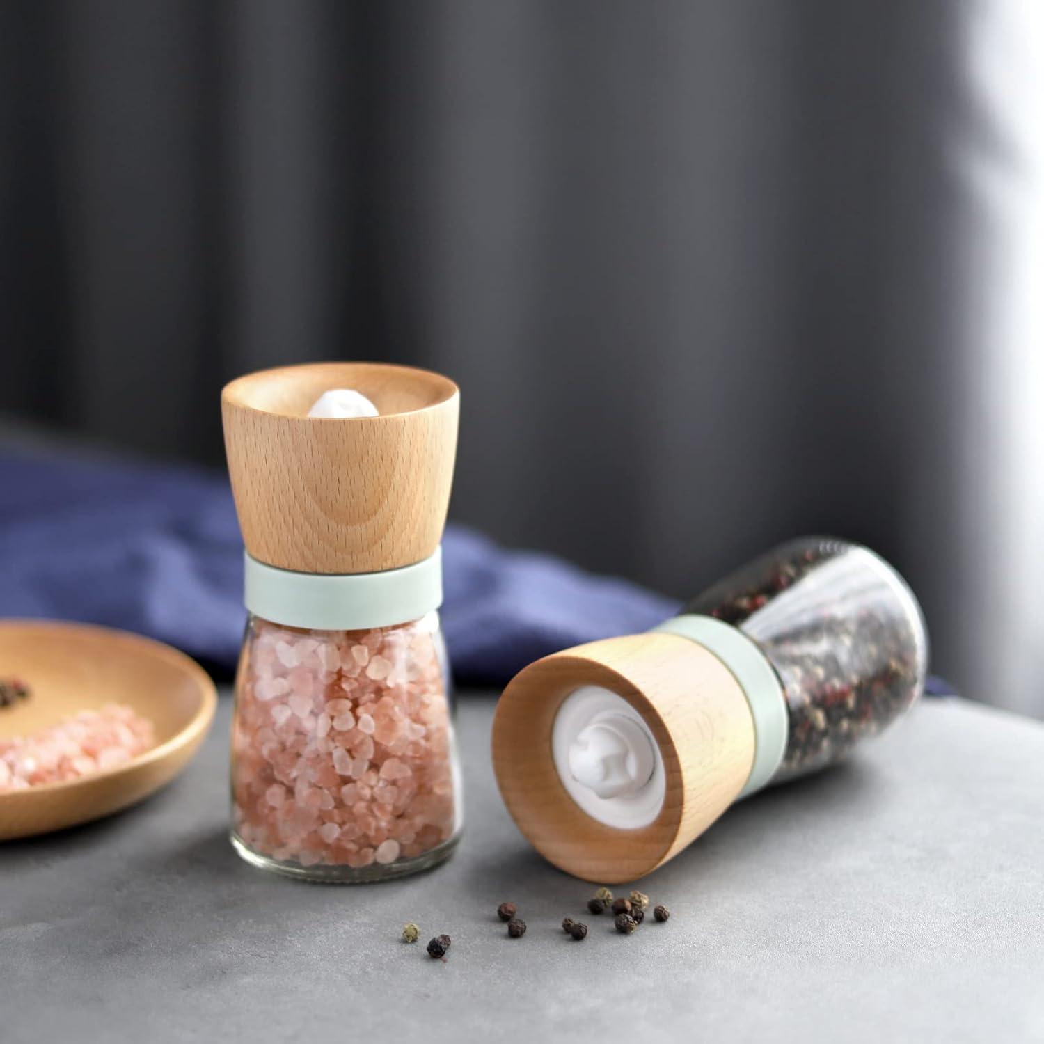 Juego de Molinillos de Sal y Pimienta VEVOK CHEF Verde Madera