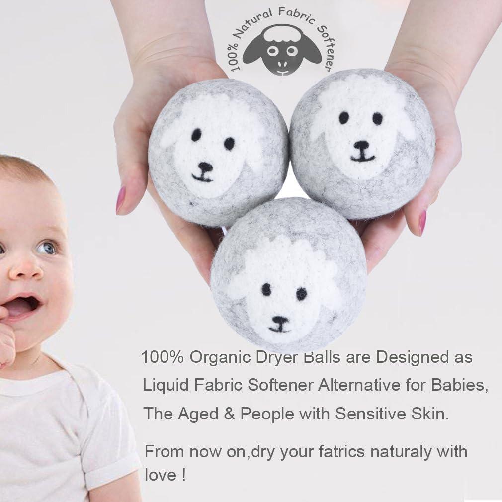 Bolas de Secado de Lana Orgánica Budieggs 6-Pack 100% Natural