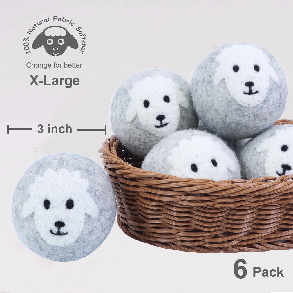Bolas de Secado de Lana Orgánica Budieggs 6-Pack 100% Natural