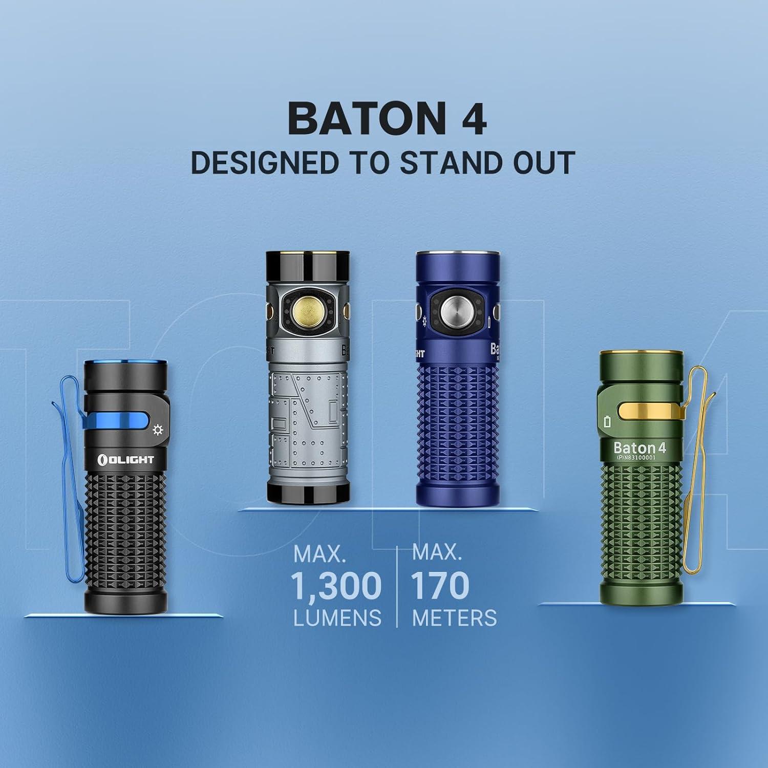 OLIGHT Baton4 Linterna EDC 1300 Lúmenes Verde IPX8