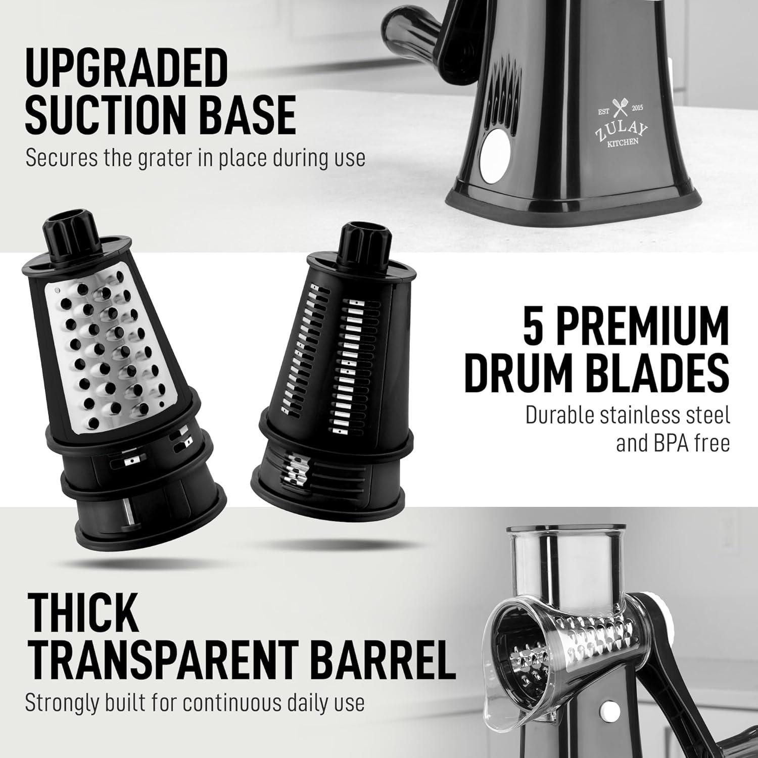 Rallador de Queso Rotatorio Zulay Kitchen 5 Cuchillas Manual