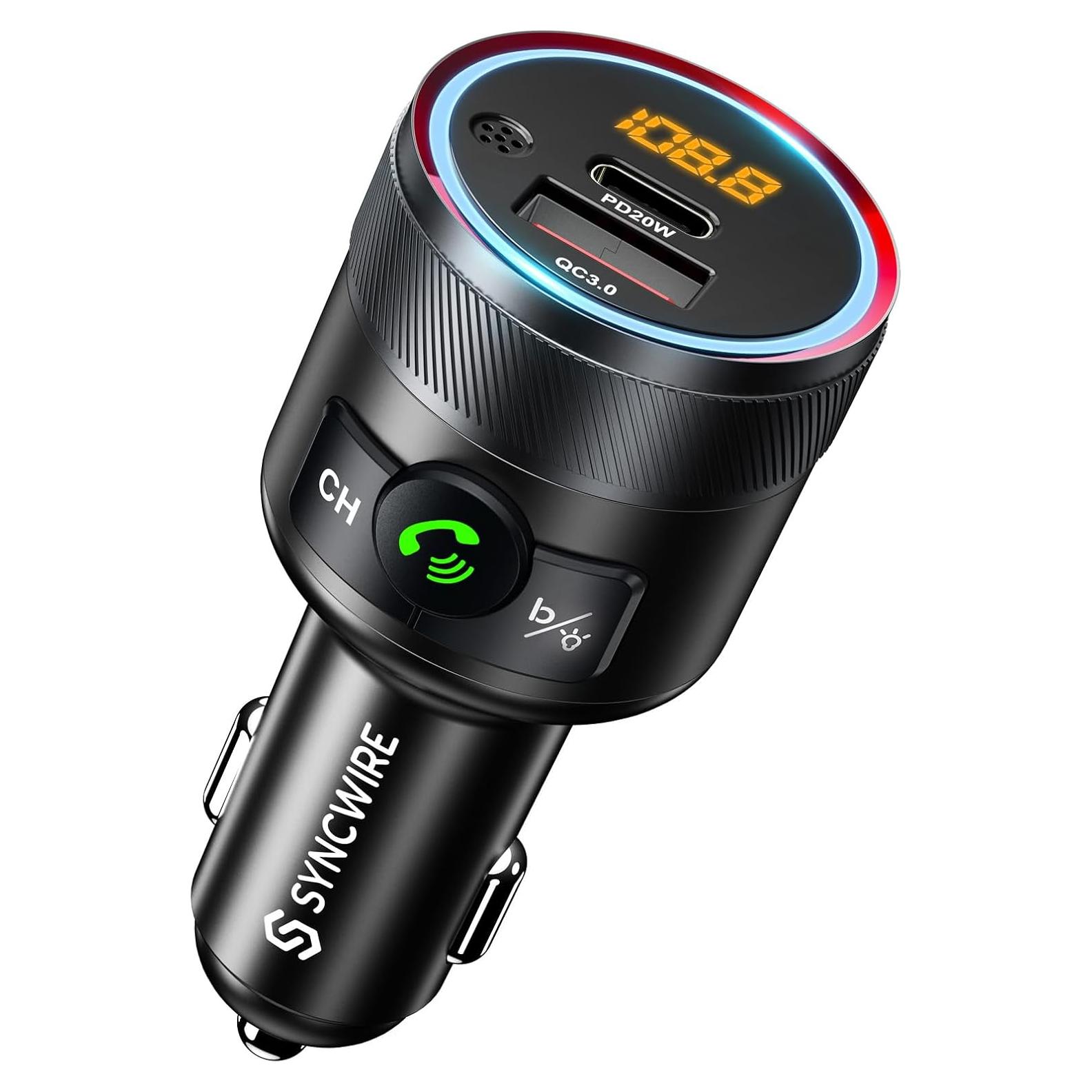 Transmisor FM Bluetooth 5.4 Syncwire para coche 38W Carga Rápida