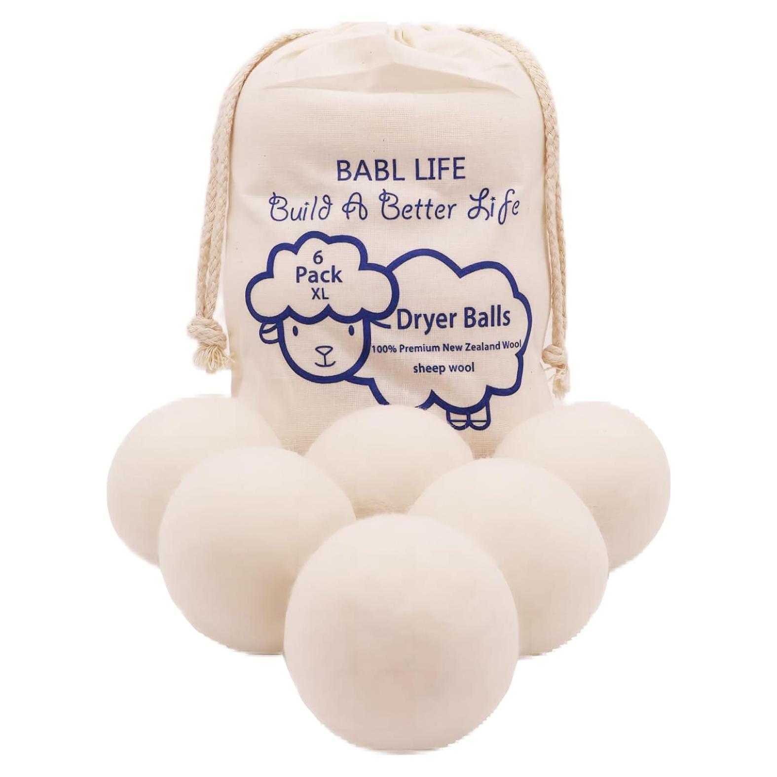 Bolas de Secado de Lana BABL LIFE - Pack de 6, 6.6 cm
