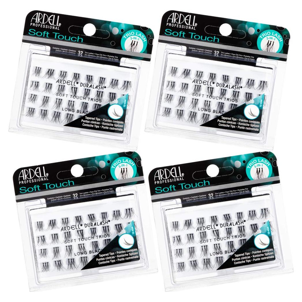 Pestañas Postizas Ardell Soft Touch Trios Largo Negro - 4 Unidades