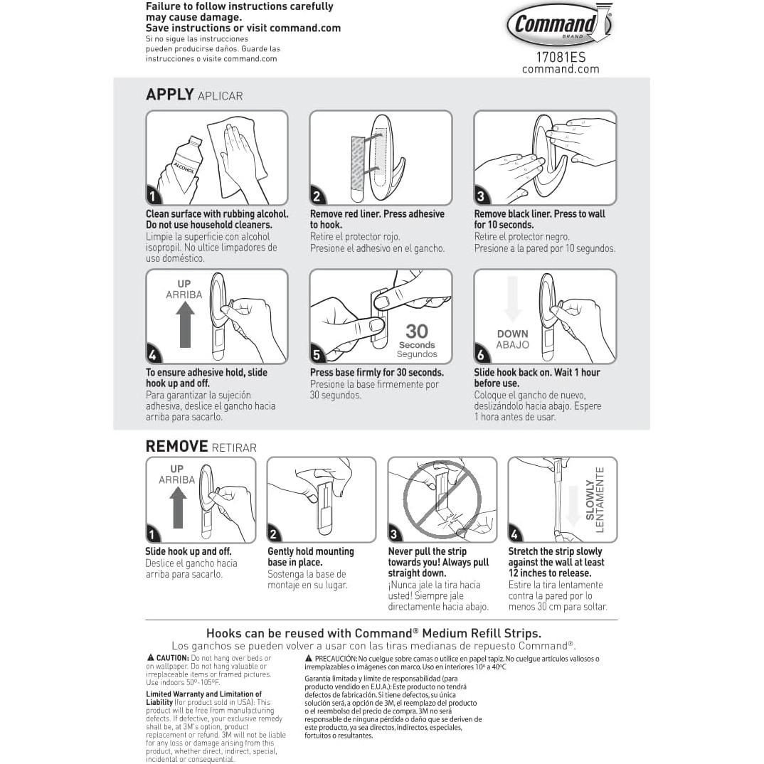 Ganchos de Diseño Command Medianos 9 Piezas 1.36 kg
