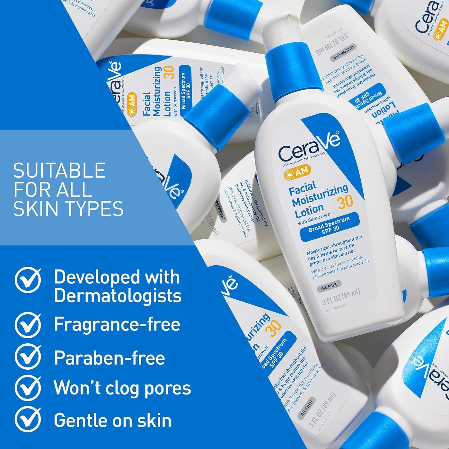 CeraVe Loción Hidratante Facial AM SPF 30 85g - No Comedogénico