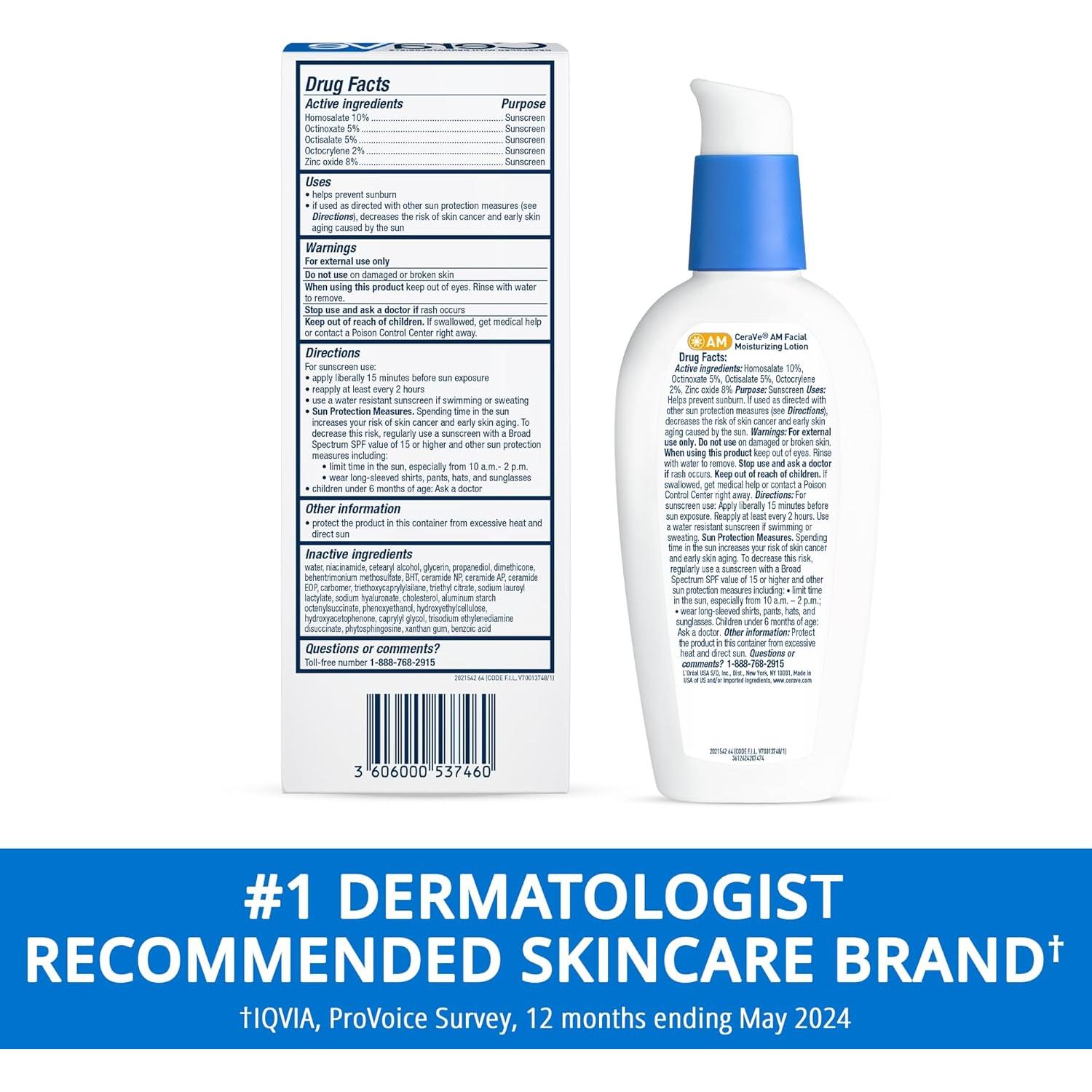 CeraVe Loción Hidratante Facial AM SPF 30 85g - No Comedogénico