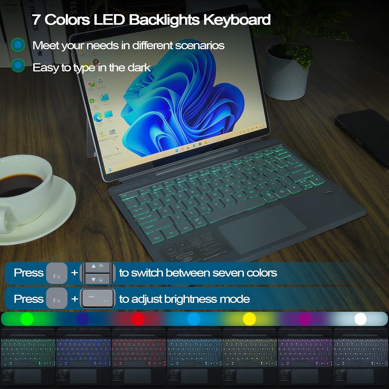 Teclado Bluetooth Desmontable Qulose para Surface Pro 9/8/10 - Gris