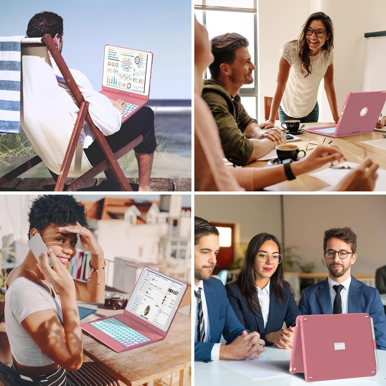 Funda de Teclado Bluetooth MMK para iPad 10.2" 9ª Gen Oro Rosa