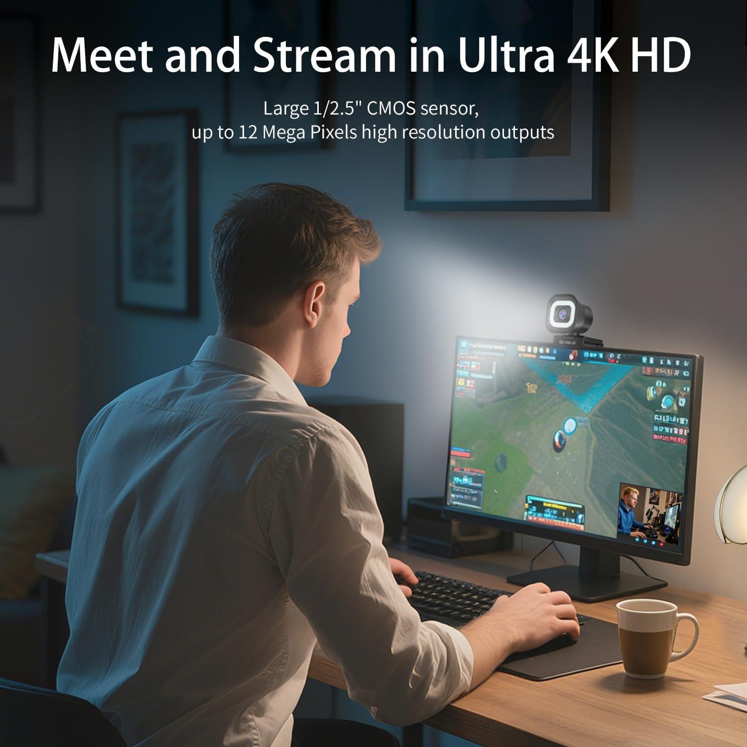 Webcam 4K TOALLIN SC106L con Luz Anular y Control Remoto