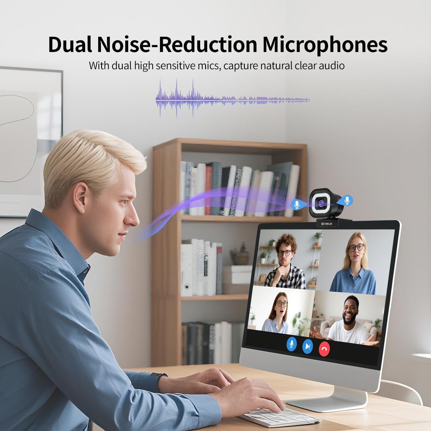 Webcam 4K TOALLIN SC106L con Luz Anular y Control Remoto