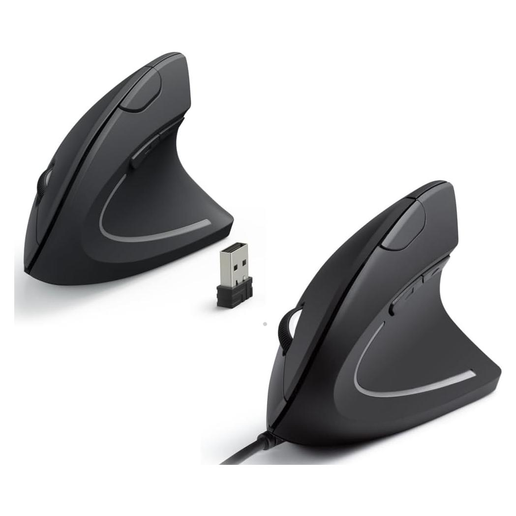 Ratón Óptico Vertical Ergonómico Anker Inalámbrico y USB