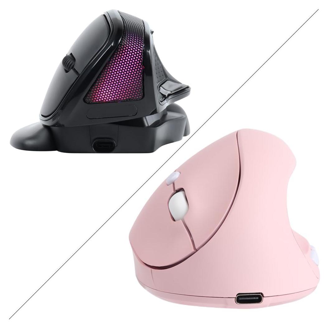 Ratón Inalámbrico Ergonómico Vertical Rosa 3600 DPI USB