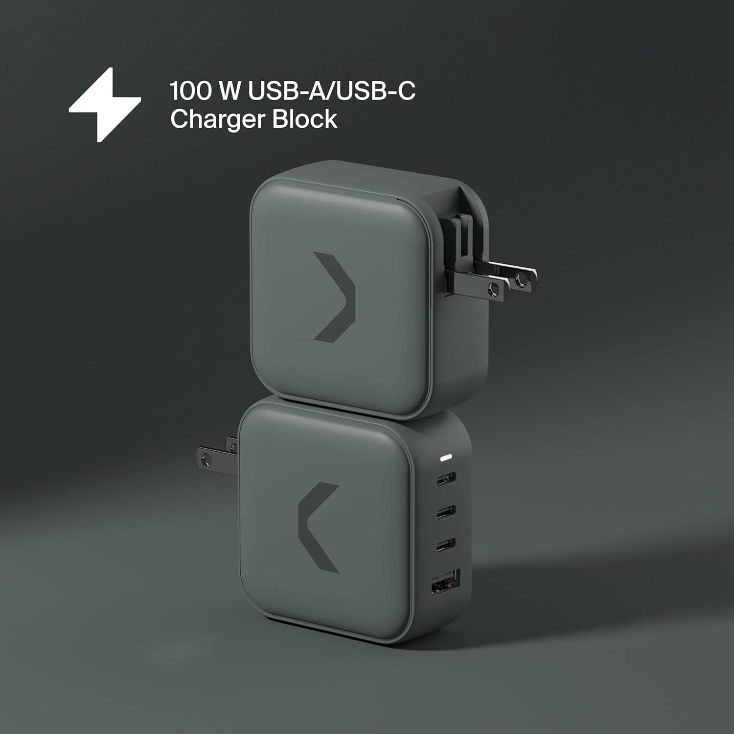 Cargador Rápido Clemm Core 100W GaN 4 Puertos USB-C y USB-A